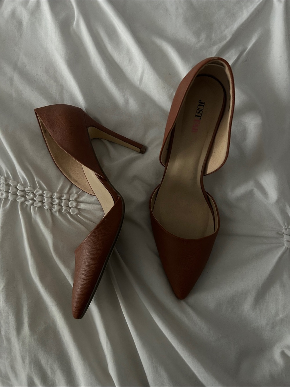 JustFab Brown D'Orsay Pointed Toe High Heels